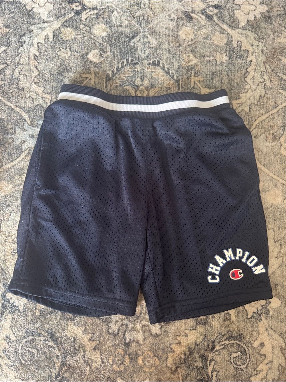Champion Boy’s Navy Athletic Mesh Shorts with White Trim